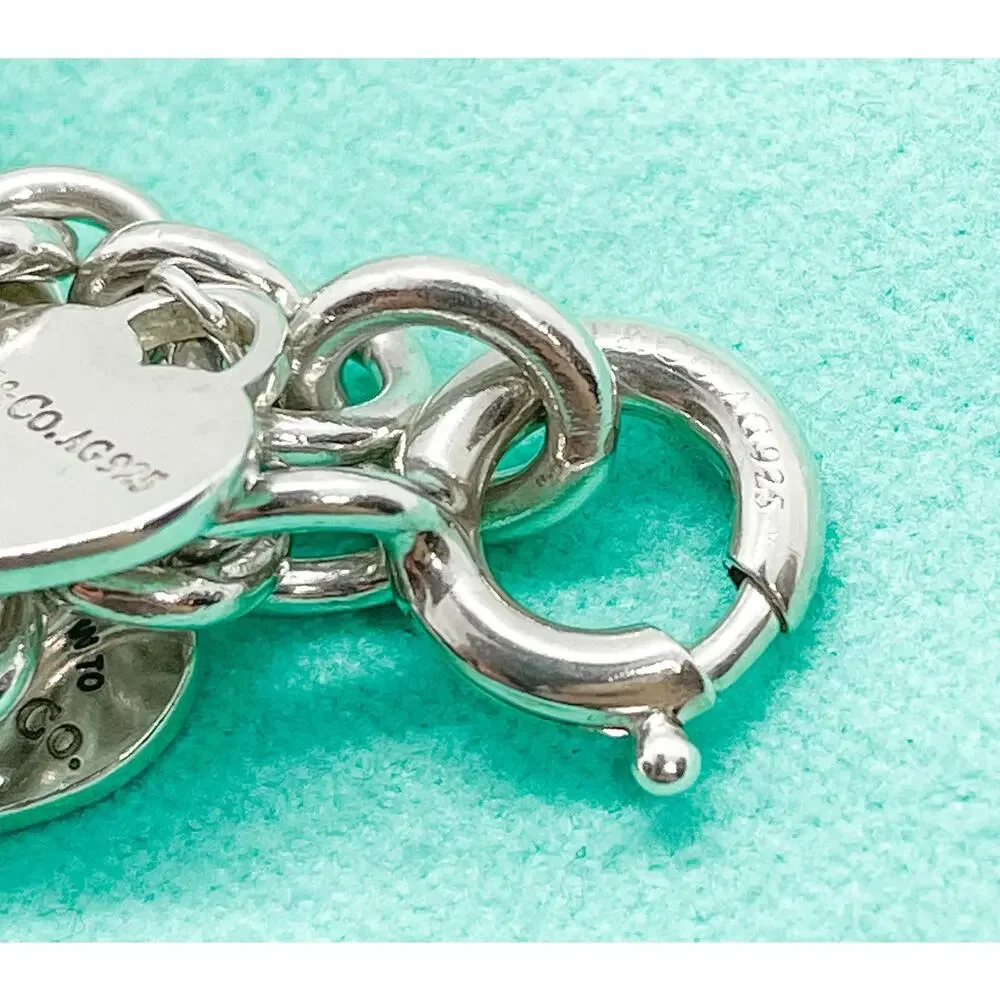 Tiffany & Co. Return to Tiffany Multi Heart Tag Bracelet Sterling Silver 7" - Picture 14 of 15